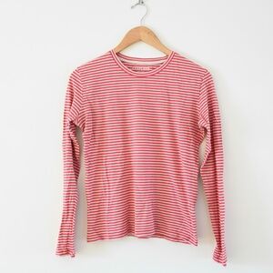 Everlane Faded Red White Striped Long Sleeve T Shirt S